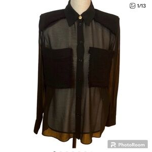 Zara Sheer Button-Up Blouse